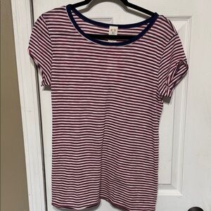 We The Free Navy and White Striped Short Sleeve Tee